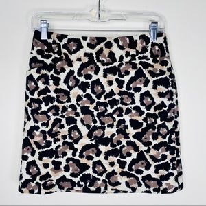 Ann Taylor LOFT Leopard Animal Print Lined Petite Pencil Skirt Black Size 0P